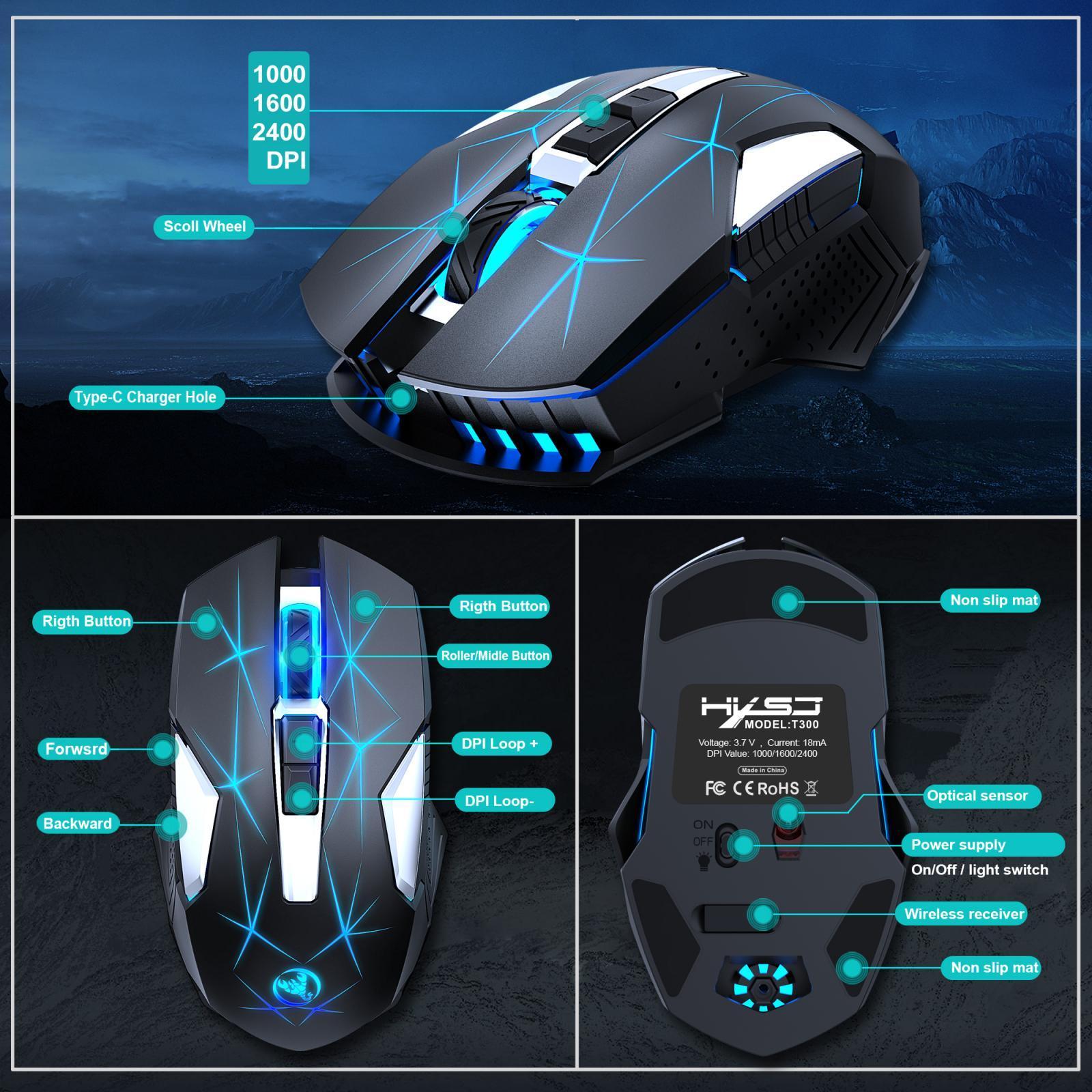PC Gaming Mice Colorful LED Lights 3  DPI