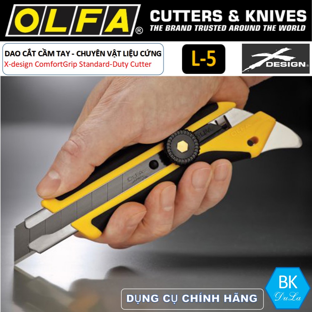 Dao cắt rọc kỹ thuật 18mm OLFA L-5 - Chuyên cắt vật liệu cứng- khóa bánh cóc