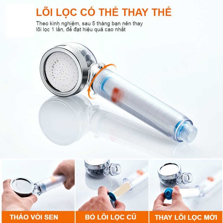Vòi sen YC-300 tăng áp lõi lọc nước khử khuẩn Hàn Quốc - Tặng thêm 1 lõi lọc-NTH