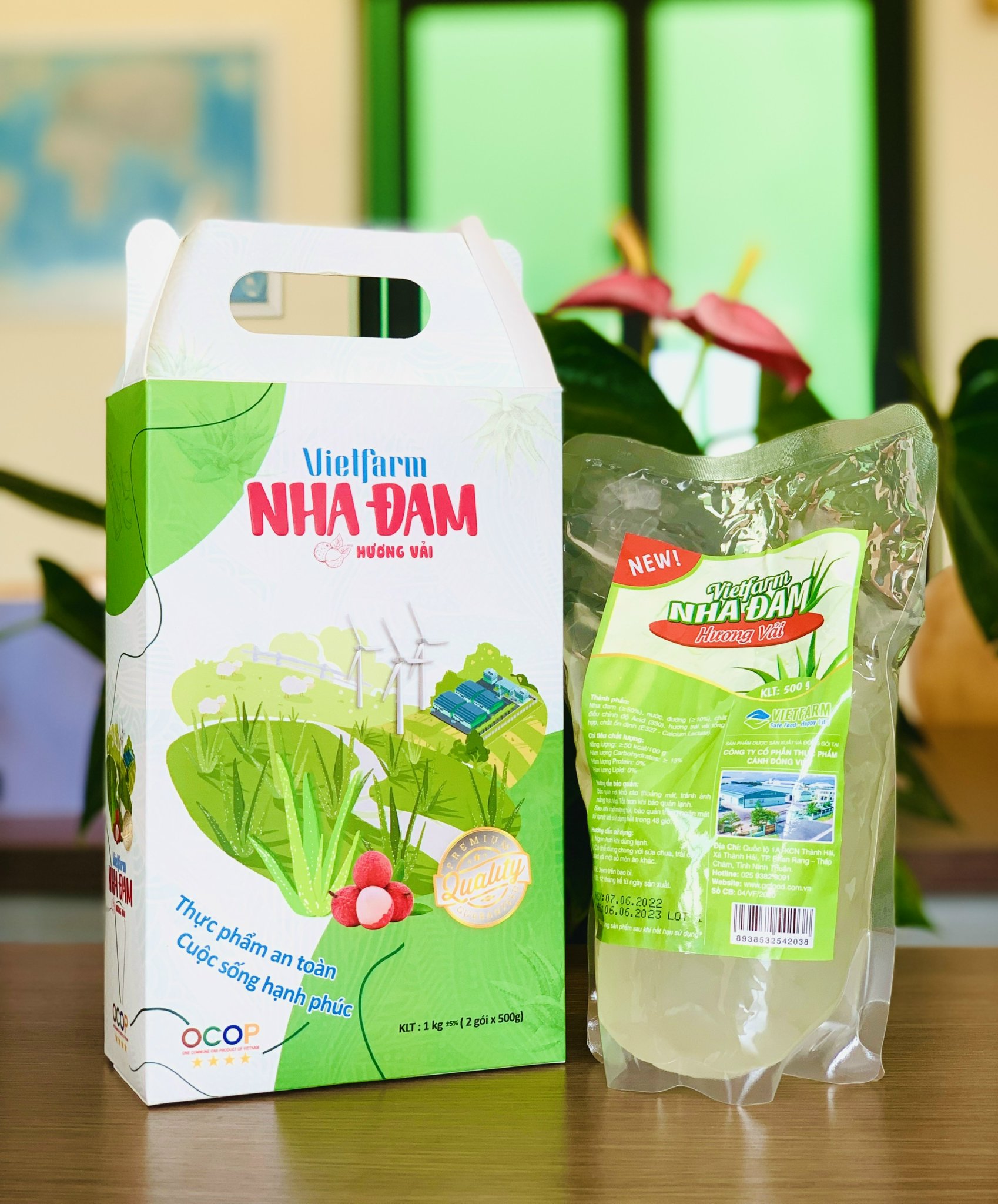 Nha đam hương vải Vietfarm hộp 1kg