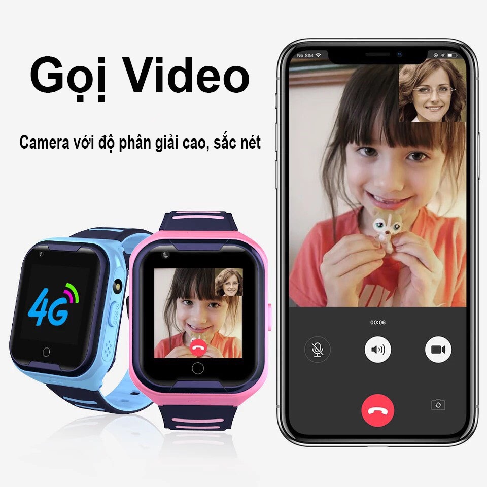 Đồng hồ thông minh trẻ em Anncoe AC86F nghe gọi bằng Video Call Định vị 4G + GPS + Wifi Chống nước IP67+ Hàng Chính Hãng