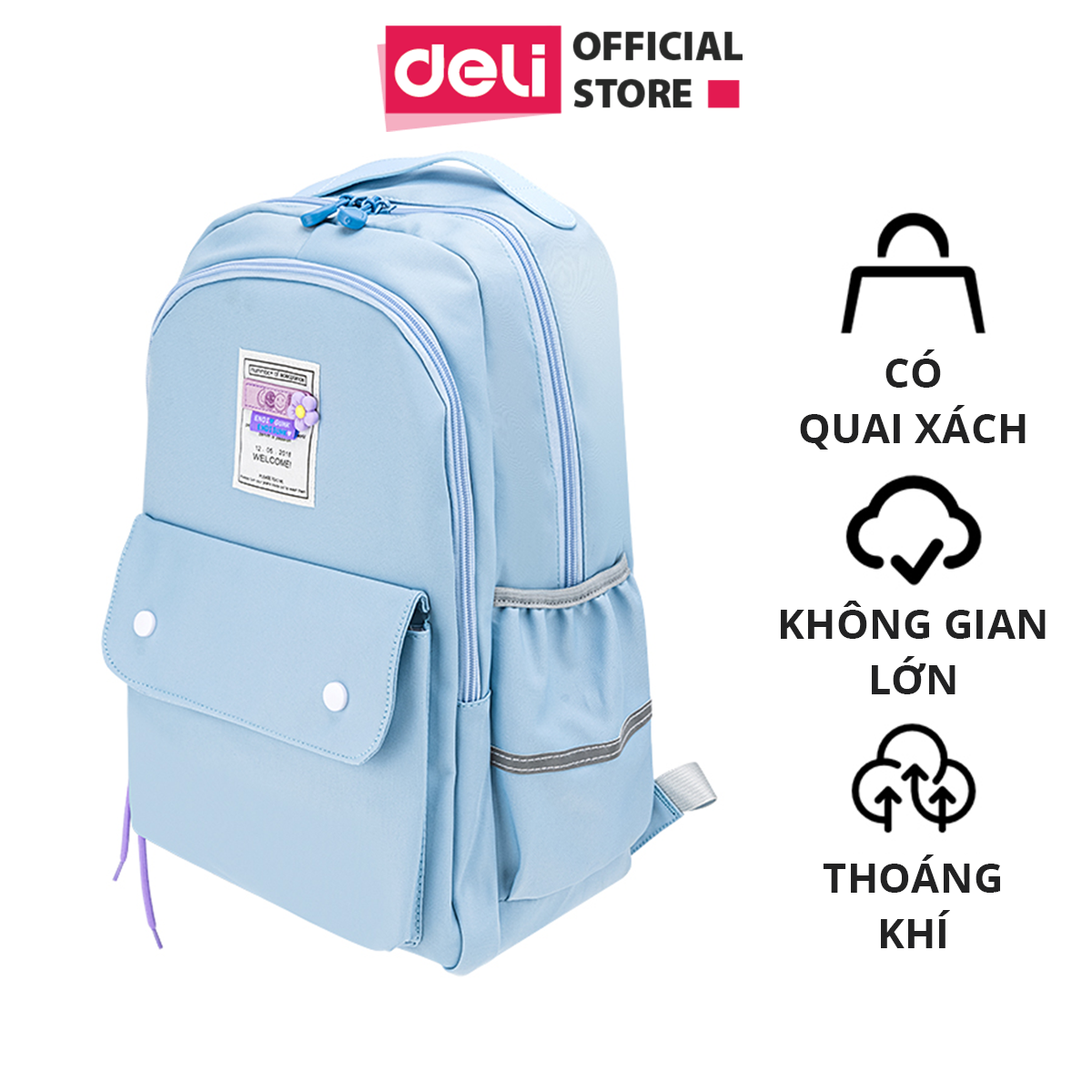 Balo Đi Học Hàn Quốc Ulzzang Thời Trang Nam Nữ Deli - Phù Hợp Cho Học Sinh Cấp 2 Cấp 3 Tiểu Học Trung Học Sinh Viên Chống Nước Đựng Được Laptop Đi Chơi Du Lịch Dễ Thương Cute Nhiều Màu Cá Tính Unisex Nam Nữ