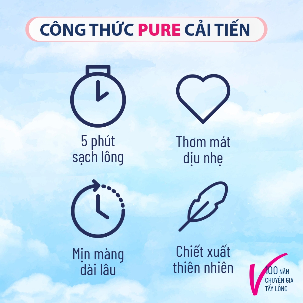 [MỚI] Kem tẩy lông Veet cho da nhạy cảm 50g, công thức Pure cải tiến