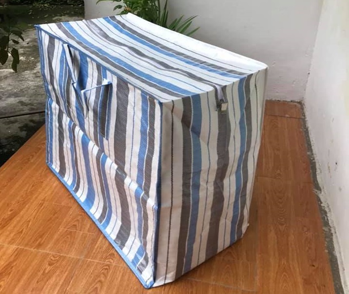 Túi bạt dứa kẻ 60x30x50 cm đựng quần áo, chăn màn - dày, dai, bền, size nhỡ 15kg