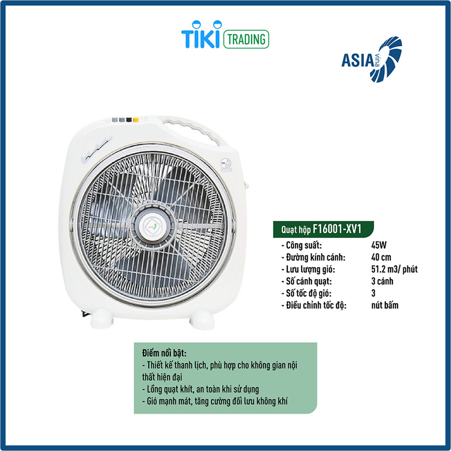 Quạt hộp ASIAvina F16001-XV1 - Xám (45W) - Hàng chính hãng