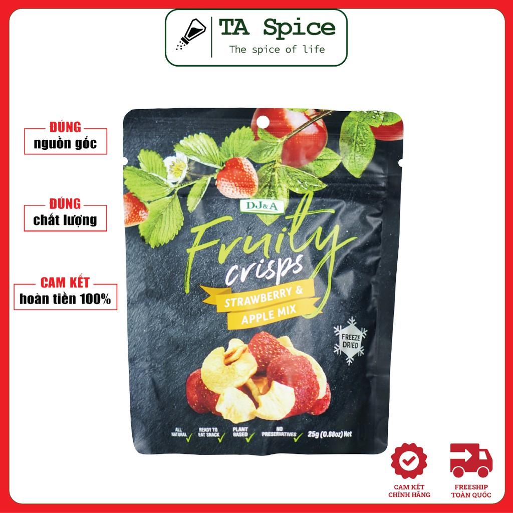 Táo &amp; Dâu sấy giòn siêu ngon DJ&amp;A 25gr tốt cho sức khoẻ - Fruity Crisps Apple &amp; Strawberry Mix DJ&amp;A