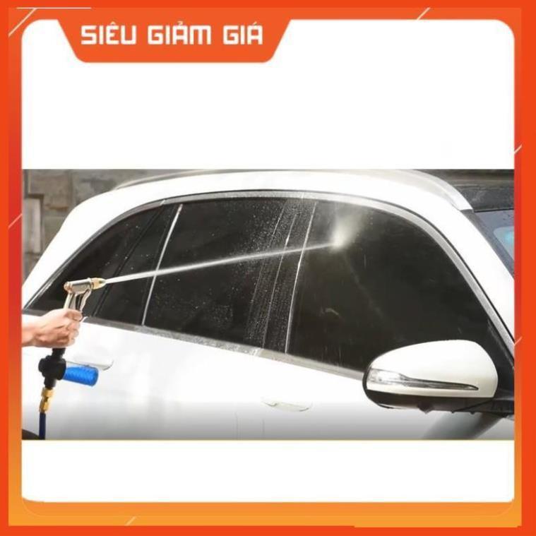 Bộ dây vòi xịt nước rửa xe, tưới cây . tăng áp 3 lần, loại 3m, 5m 206701 đầu đồng,cút,nối nhựa đen+ tặng đai