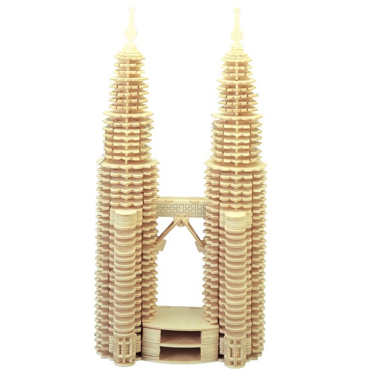 Đồ chơi lắp ráp gỗ 3D Mô hình Tháp đôi Twin Tower