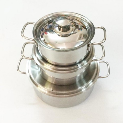 Bộ 3 Nồi Inox Cao Cấp Cho Mọi Loại Bếp, Nồi Đa Năng, Thân Và Nắp Nồi Inox 410 Dày 0.4mm - Bộ Nồi Sharp. - Hàng Loại 1