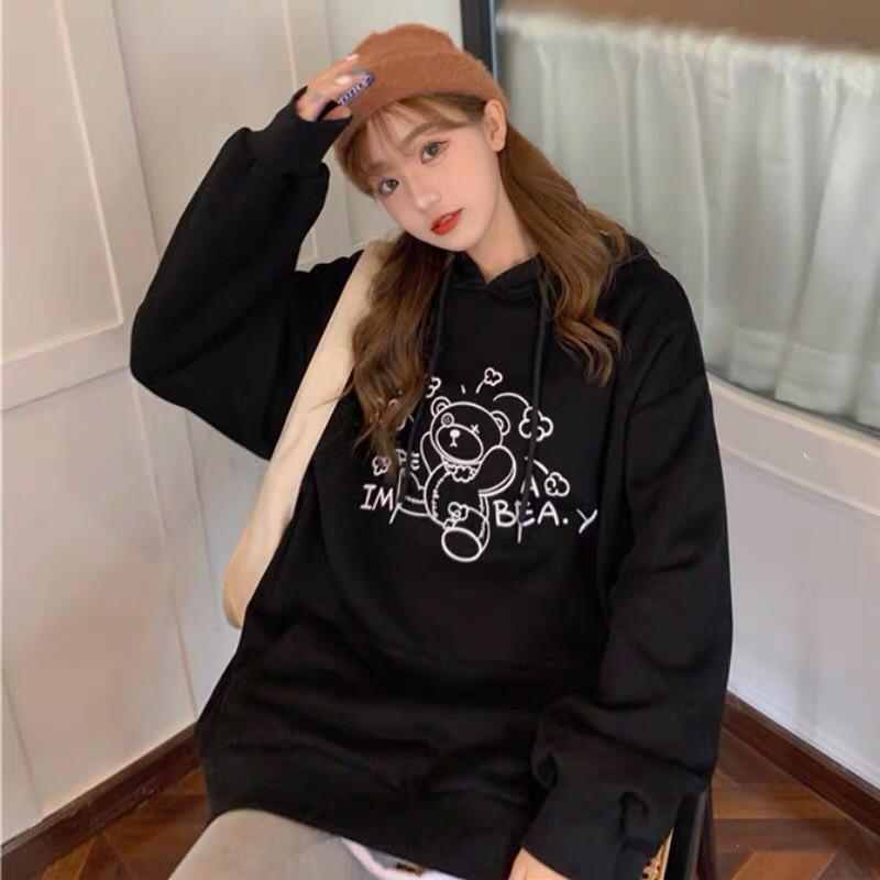 Áo Hoodie Nỉ Bông in Gấu TEDDY Form rộng Unisex Nam Nữ Couple Chất Nỉ Bông Mịn Ulzzang KUN