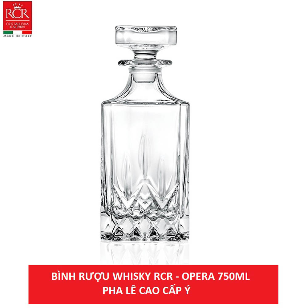 Bình rượu vuông pha lê Ý RCR Opera 750ml