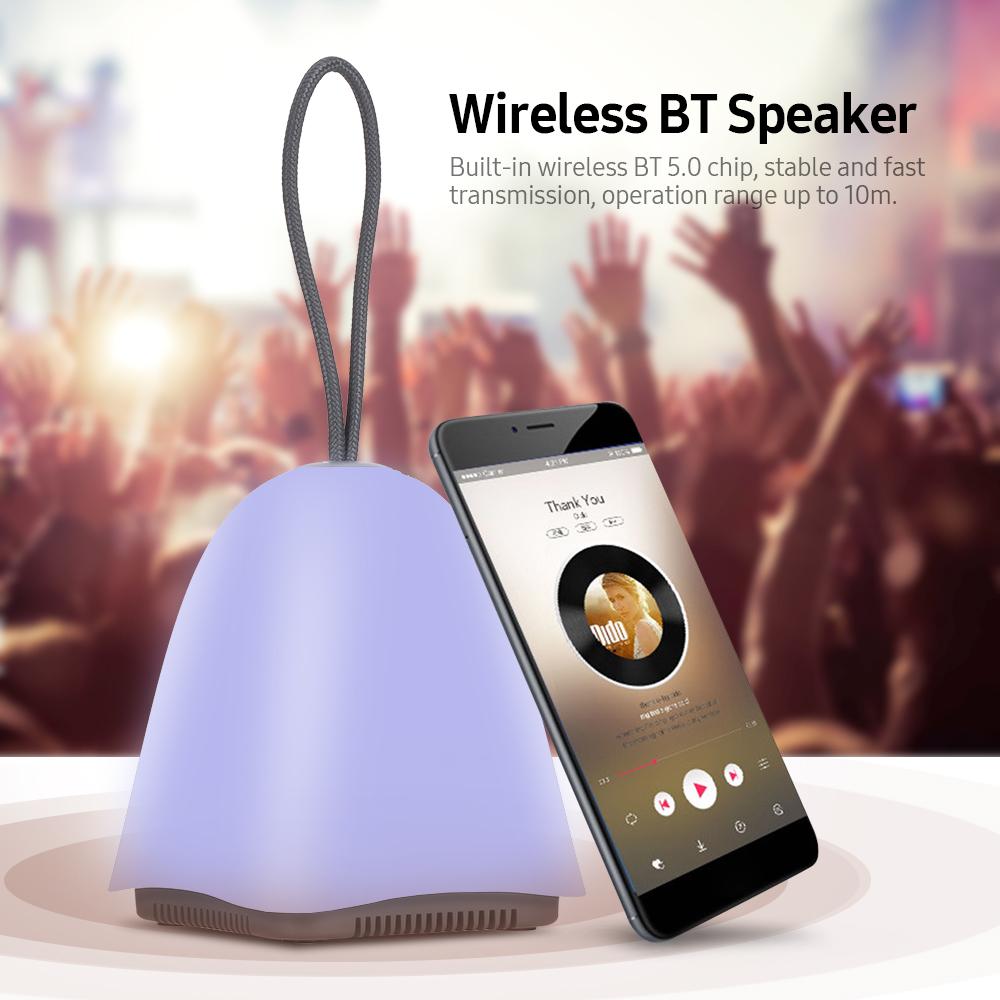 Loa không dây BT 5.0 Điều khiển cảm ứng có thể sạc lại, đèn LED đầy màu