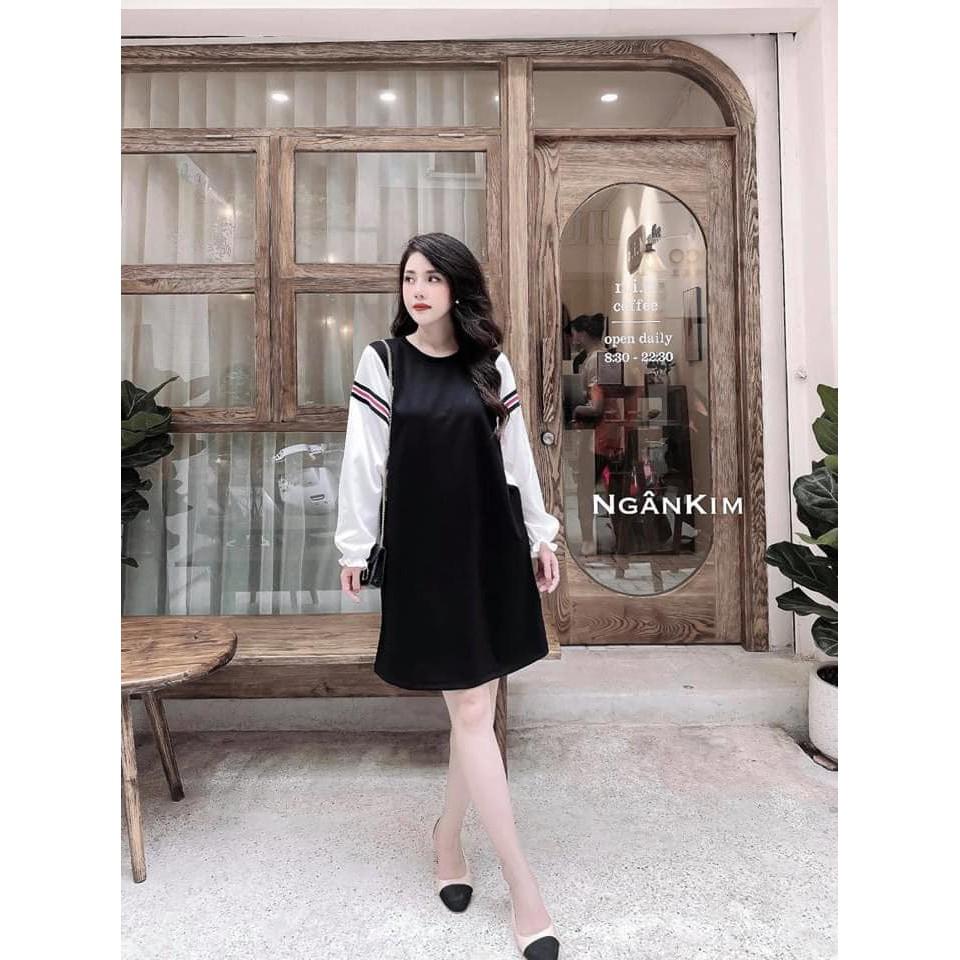 Váy suông nữ pha tay phối màu đẹp