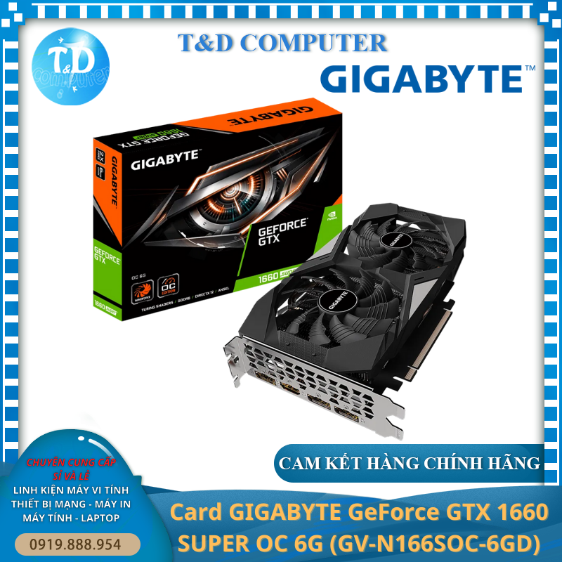 Card màn hình GIGABYTE GeForce GTX 1660 Super OC 6GB (N166SOC-6GD) - Hàng chính hãng NetWorkHub phân phối