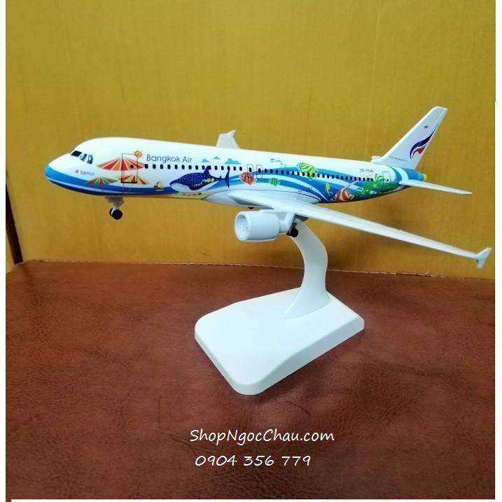 Mô hình máy bay tĩnh Airbus A320 Bangkok Air 20cm có bánh xe