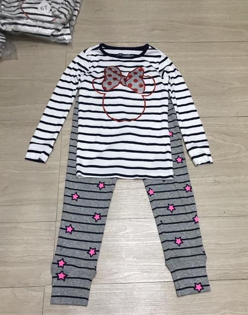 Bộ cotton dài tay bé gái tiên cá BD9