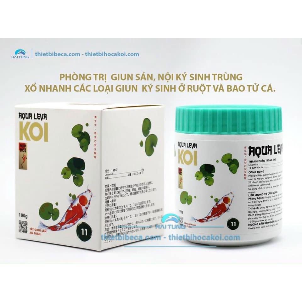 Chế phẩm số 11 , Phòng trị Giun sán Ký sinh Túi mặt , đường ruột AQUA LEVA  lọ 100gdành cho cá koi