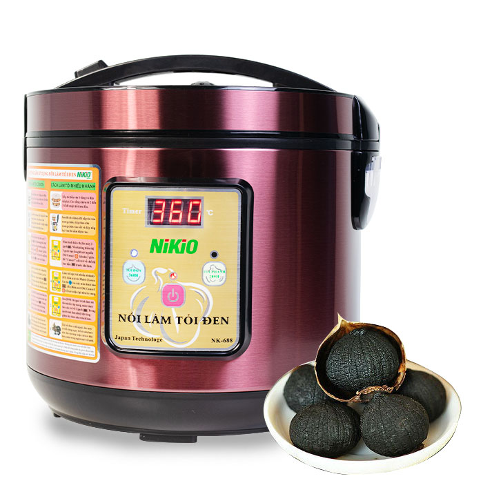 Máy (Nồi) Làm Tỏi Đen Nikio NK-688 - Dung Tích 5 Lít, Làm Được 1.5 Kg Tỏi, Công Nghệ Ủ Tỏi Nhật Bản Cho Tỉ Lệ Thành Công 99%, Tự Động Sấy Khô Giúp Tỏi Thơm Ngon Chuẩn Vị - Đỏ Tím