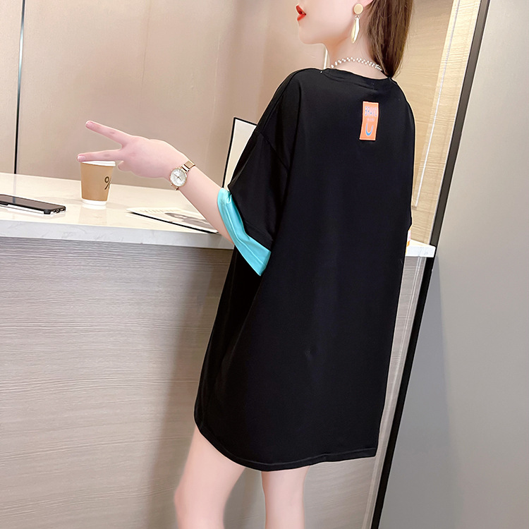 Mùa hè mới 2023 Áo thun phiên bản Hàn Quốc dáng rộng Plus size nữ in chữ in đơn giản áo thun nữ cổ tròn ngắn tay