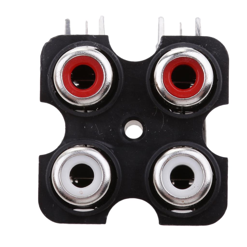 10 Pieces PCB Mount AV Concentric Outlet 4 RCA Female Socket Connector Board