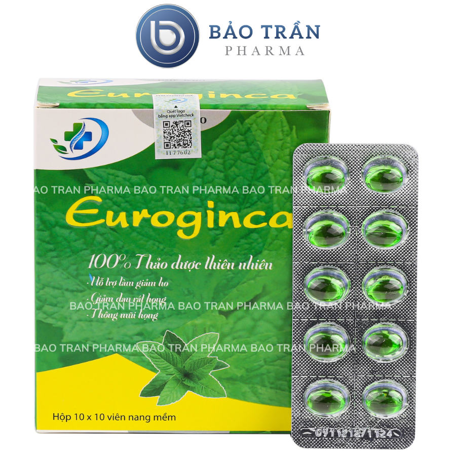 Viên Uống Euroginca giảm ho, thông mũi họng, giảm đau rát họng