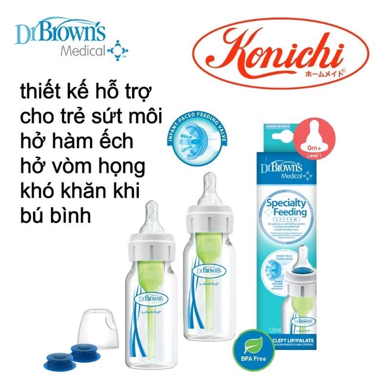Bình sữa Y Tế dành cho trẻ sứt môi, hở hàm ếch, cổ thường, 120ml