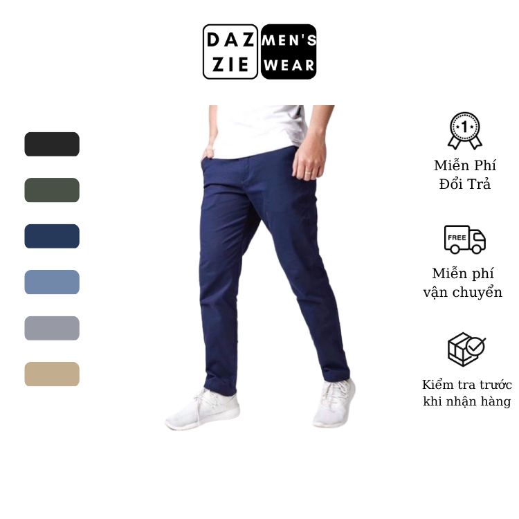 Quần Khaki Nam Dài DazzieMenwears chất Kaki mềm mịn, đa dạng màu dễ phối đồ, phù hợp mặc đi chơi, đi làm