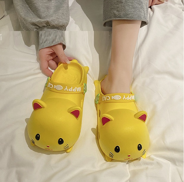 [ĐỘC LẠ] Dép nhựa mang trong nhà hoạt hình mèo Kitty Happy Cat dễ thương cute siêu nhẹ mềm dép cross xinh S252