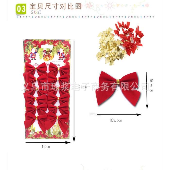 NOEL - BỊCH 10 CÁI / 12 CÁI NƠ TREO TRANG TRÍ NOEL - KT-01 / Nơ Ruy Băng Lụa TD-01