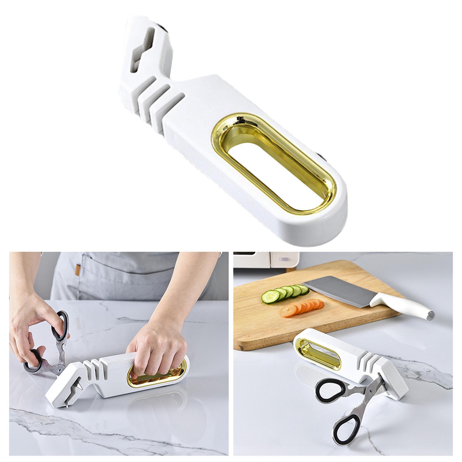 4 in 1 Knife Sharpener with Scissors Sharpening, Premium Polish Blades, Kitchen Knife Sharpener for Ceramic and Steel Knives, Scissors