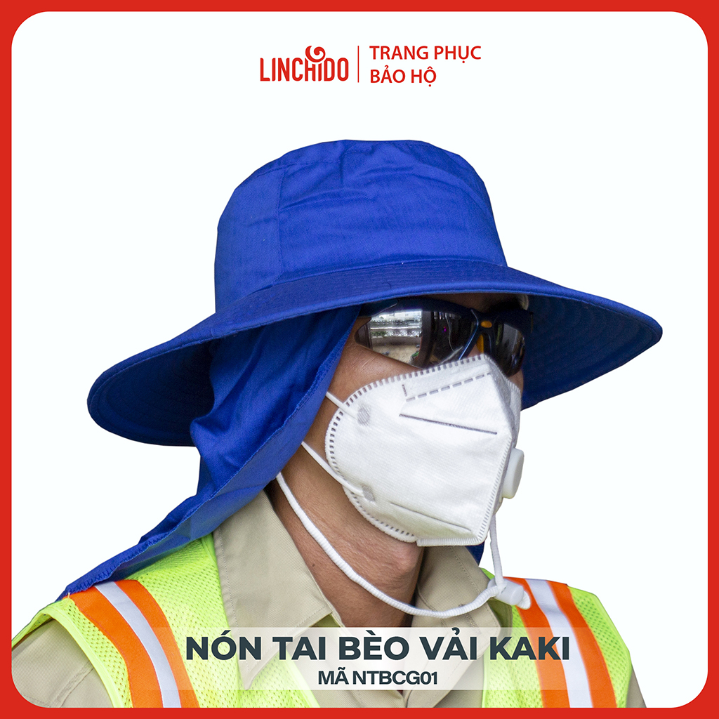 Nón tai bèo chất vải kaki thấm hút mồ hôi có vải che gáy phía sau che nắng tiện lợi mã NTBCG01