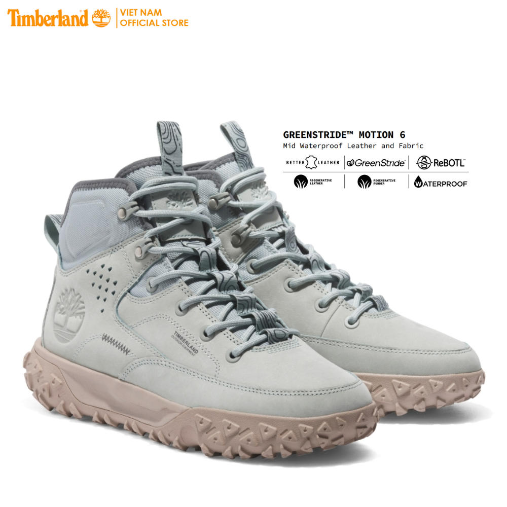 Timberland Giày Thể Thao Nam Leo Núi GreenStride Motion 6 Mid Leather Grey Nubuck TB0A62XVNF