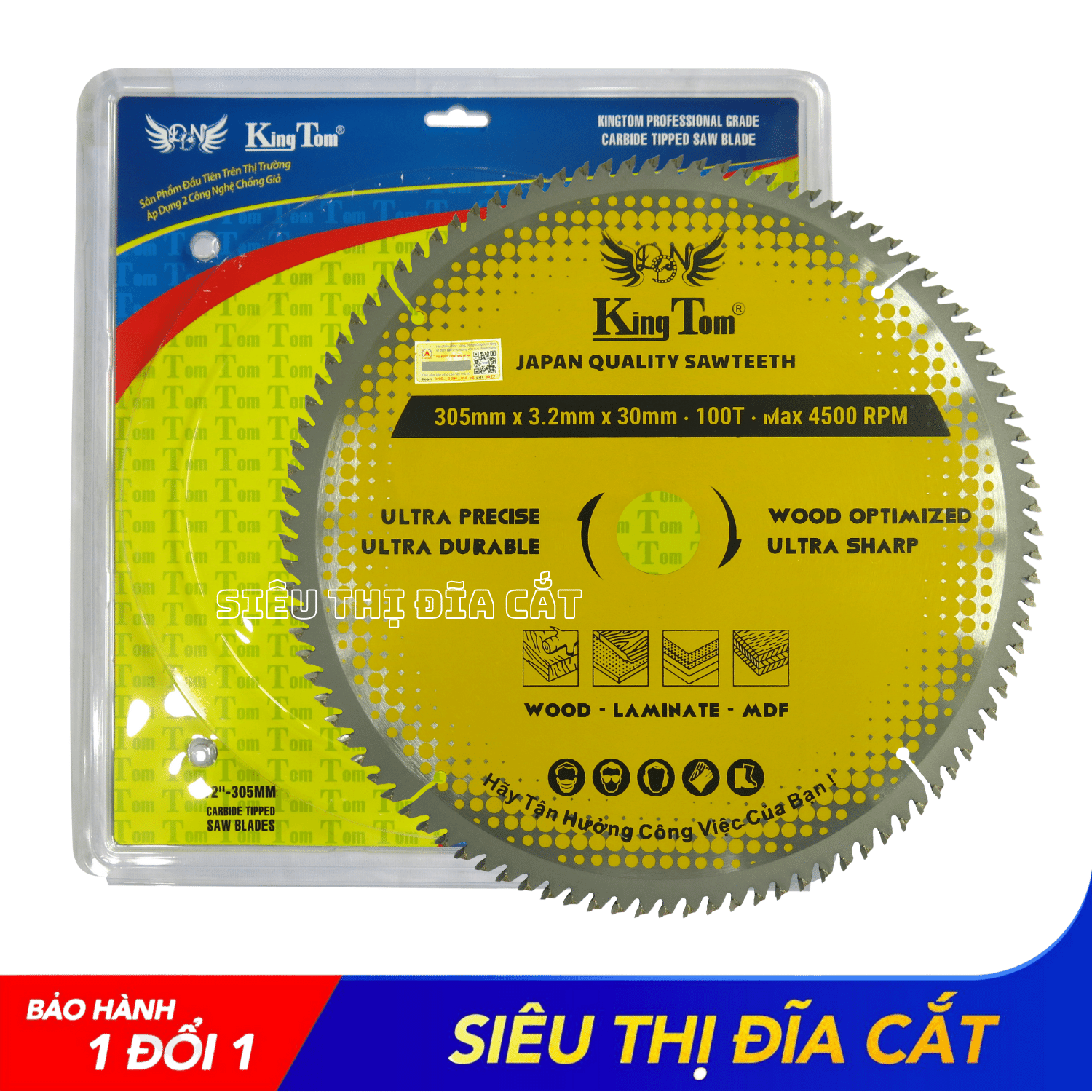 LƯỠI CƯA - LƯỠI CẮT GỖ 305-100 RĂNG KINGTOM VÀNG – CHẤT LƯỢNG VÔ ĐỊCH PHÂN KHÚC GIÁ RẺ!