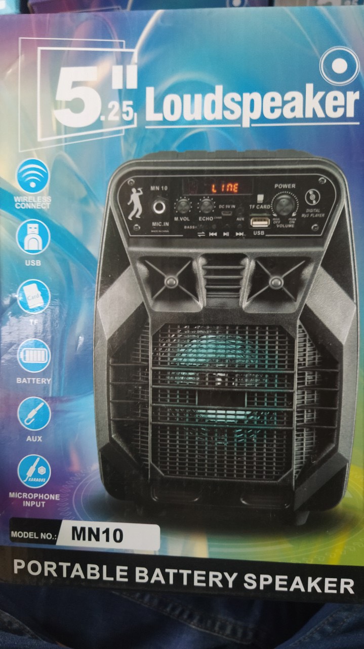 Loa karaoke Bluetooth MN10 JL nhấp nháy theo nhạc- tặng kèm Micro có dây (giao màu ngẫu nhiên)