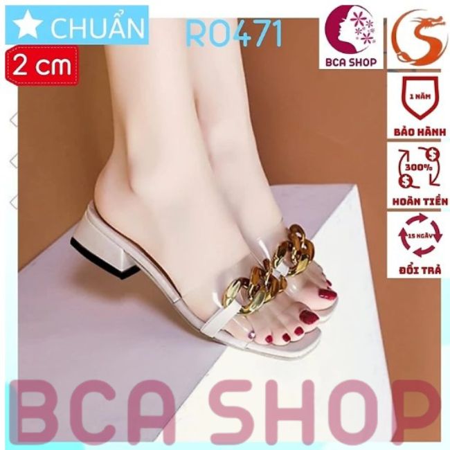 Dép nữ đế thấp hở mũi 2 phân RO471 ROSATA tại BCASHOP quai ngang trong suốt tôn chân cực kì - màu trắng kem