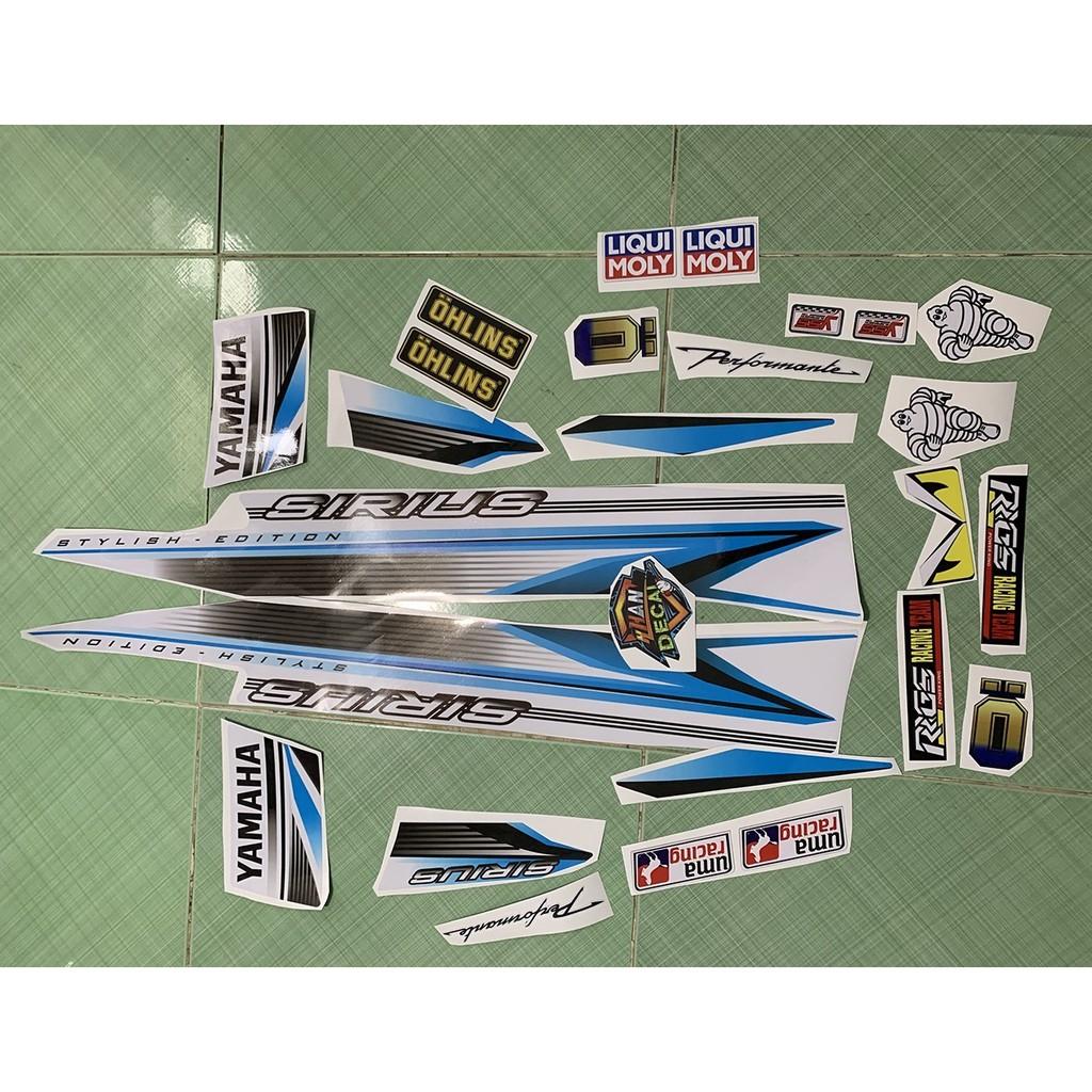 Tem sirius 110 trắng xanh 2018