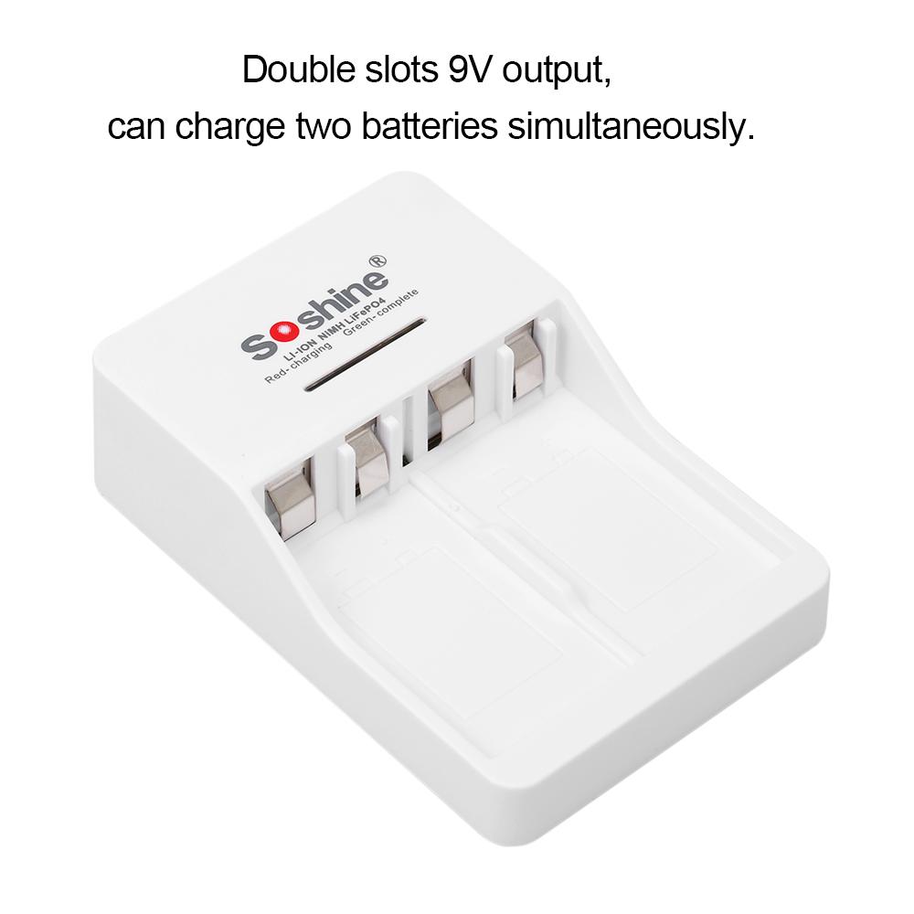 Bộ sạc pin đa năng Soshine V1 Đèn báo LED cho pin 9V Li-ion Ni-MH LiFePO4