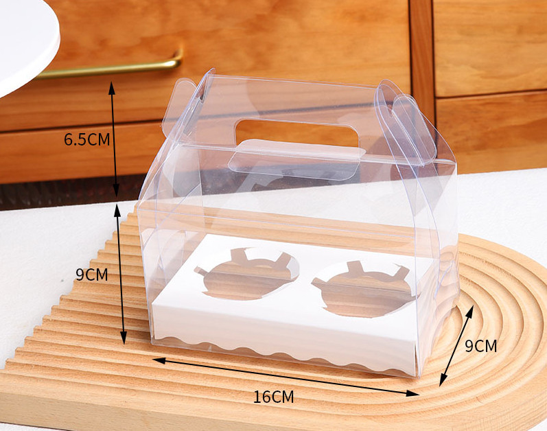 10 Hộp mica quai xách 2 cupcake - hộp quai xách đựng 2 ly bánh lạnh
