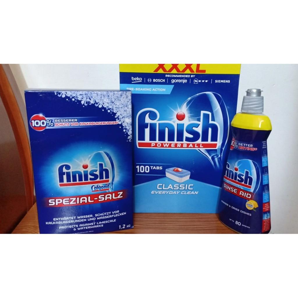 Combo Viên rửa bát Finish 110 viên+ Nước làm bóng finish 750ml dùng cho máy