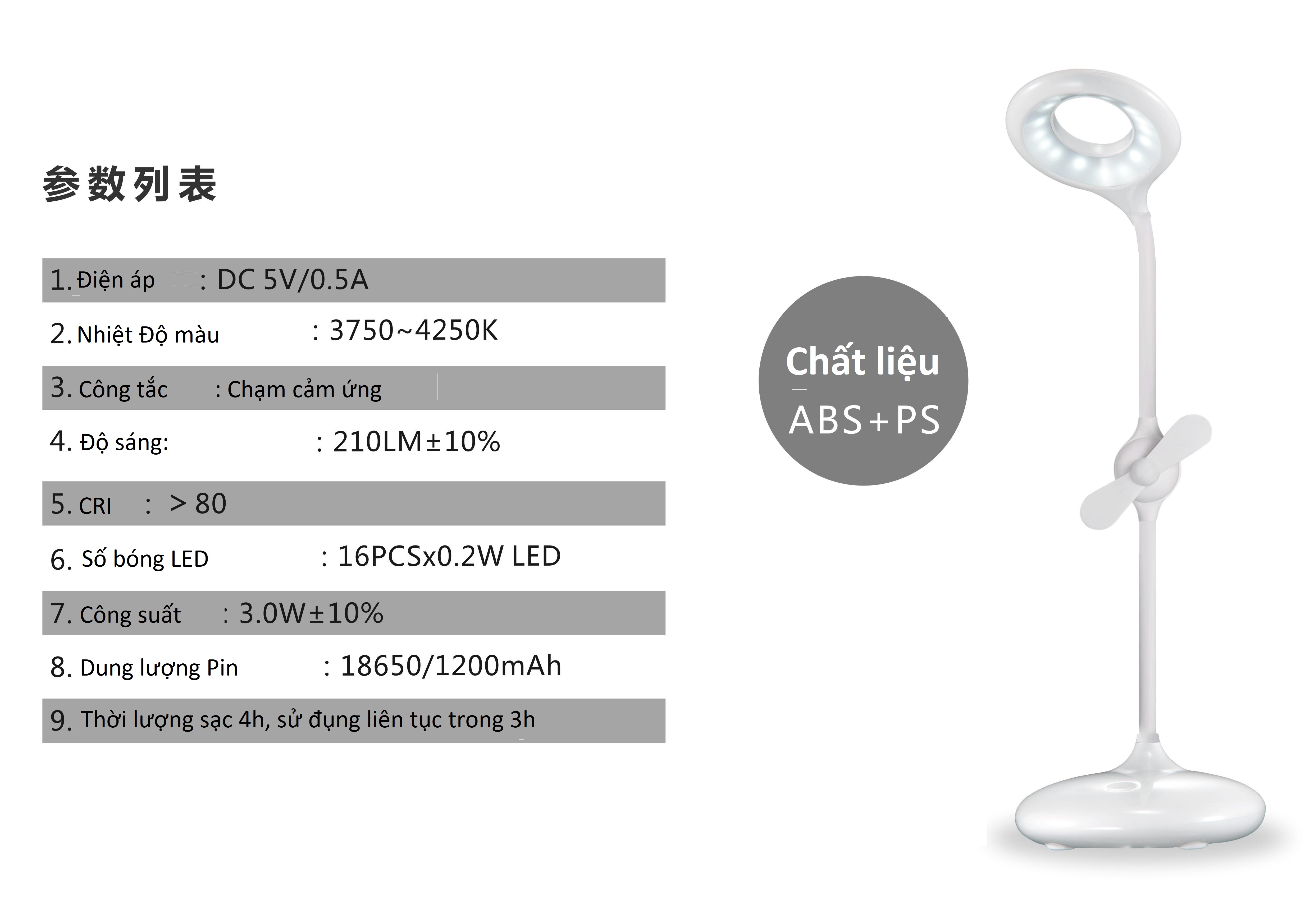 Đèn Led đa năng để bàn kèm quạt thông minh MINIGOOD phong cách Hàn Quốc - EM018