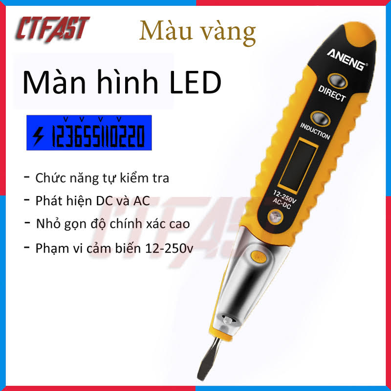 Bút thử điện cảm ứng đa chức năng CTFAST ANENG 01, màn hình hiển thị LED, 3 tính năng đo điện cảm ứng, đo điện áp, đo thông mạch - Hàng chính hãng