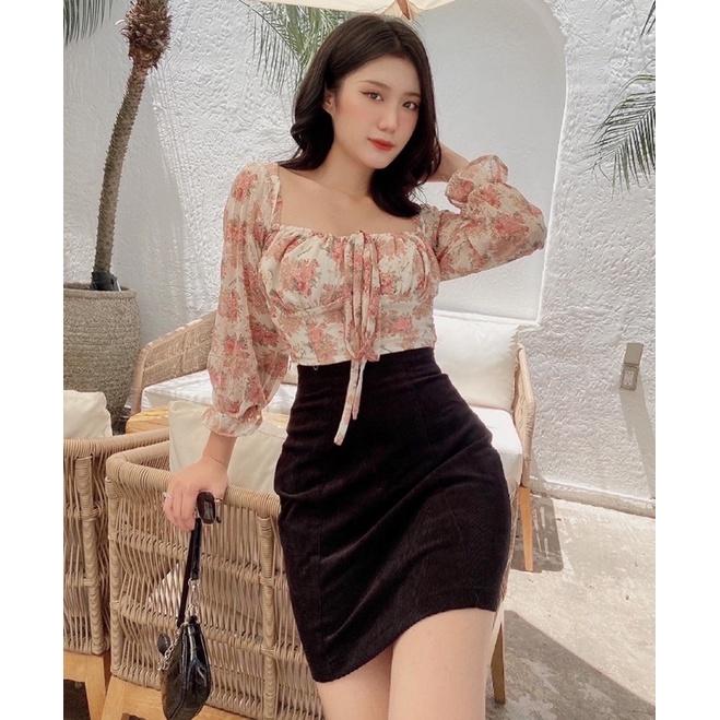 Áo croptop hoa nữ