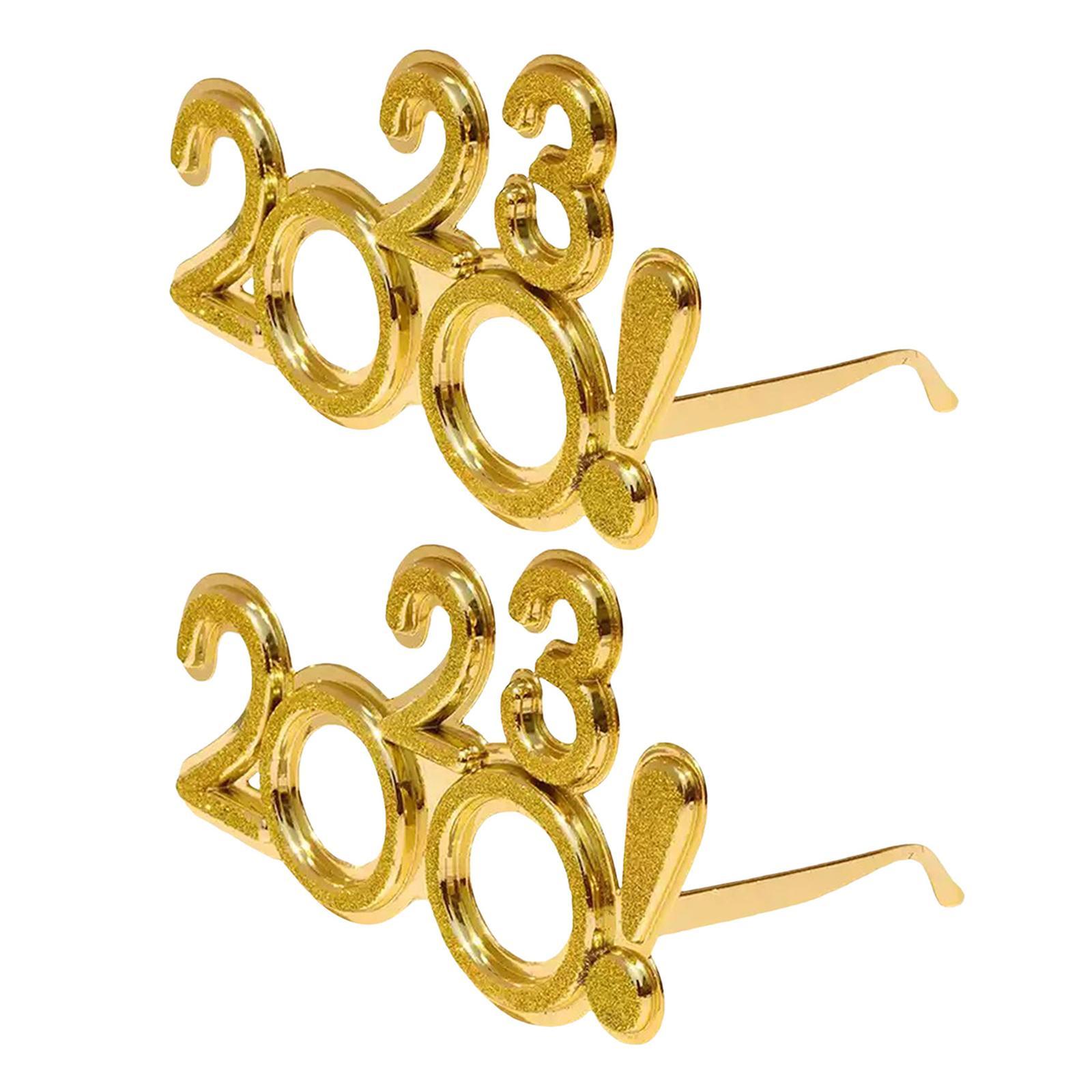 2x Funny Glitter 2023 Glasses Decorations,Happy New Year Party Favors