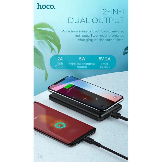 Pin dự phòng HOCO J50 kiêm sạc không dây 10000mAh Dành cho điện thoại  Hàng Nhập Khẩu