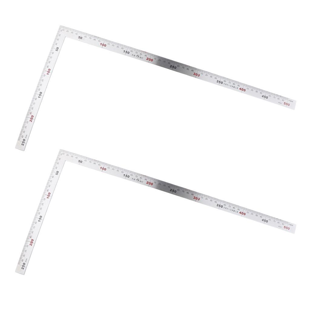 2pcs Steel Square Angle Ruler 90° Degree Ruler for Engineers Carpenter Tool