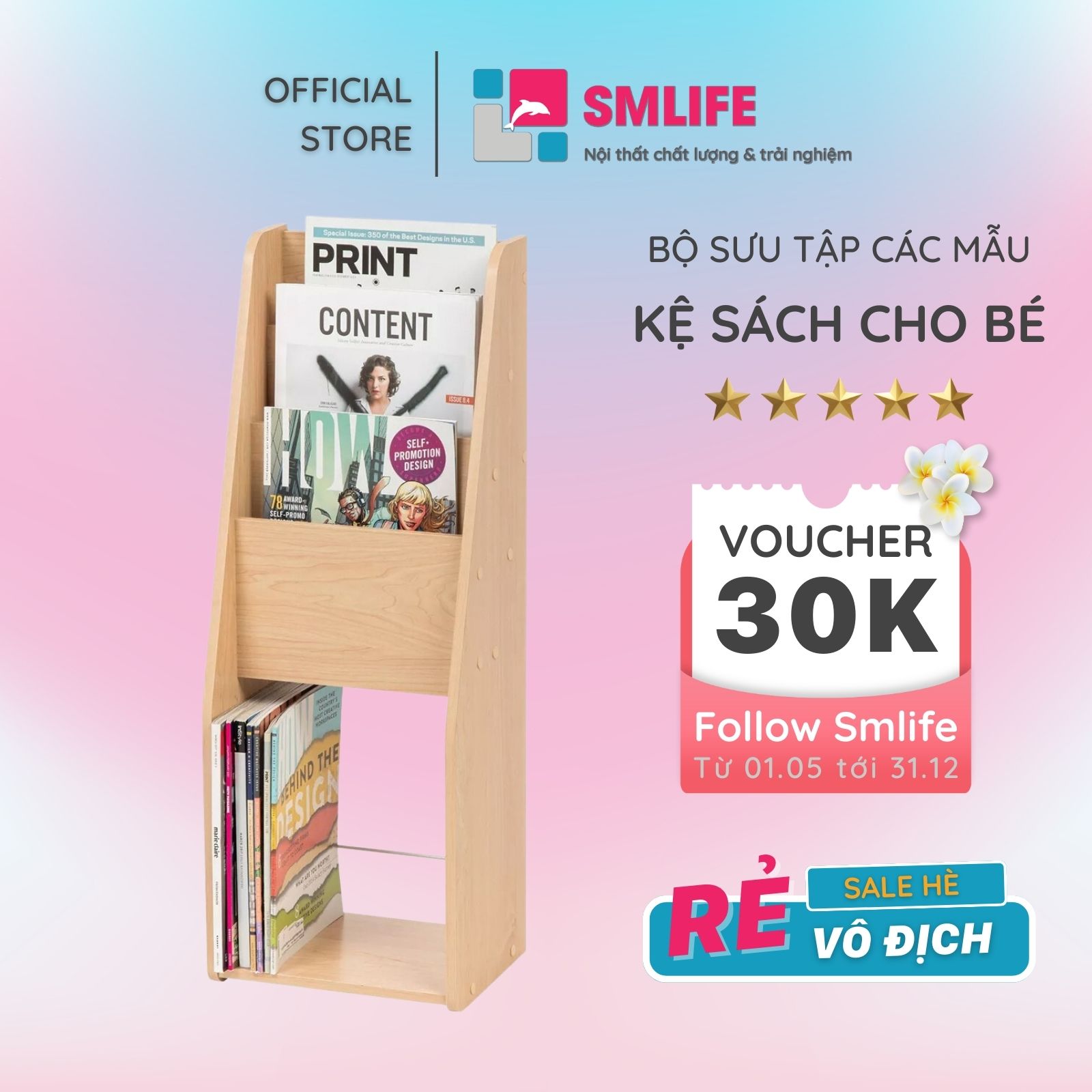 Kệ Sách Cho Bé Chuẩn Phương Pháp Montessori Thương Hiệu SMLIFE