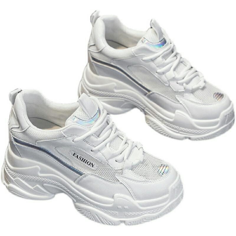 (NEW) *Cao 7 cm*Giày thể thao sneaker nữ Ảnh THẬT giày ĐẾ ĐỘN 7 cm SIÊU CAO ( 2 màu )