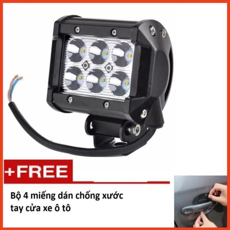 Đèn led trợ sáng C6 18w (sáng trắng) TL 362 tặng  bộ 4 miếng dán chống xước tay cửa xe ô tô TL 239