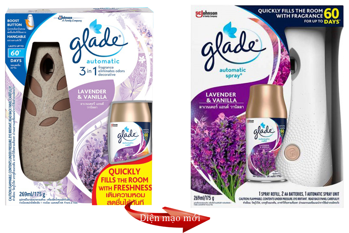Máy Xịt Phòng Tự Động 60 Ngày Glade - Hương Oải Hương Và Vani Ngọt Ngào