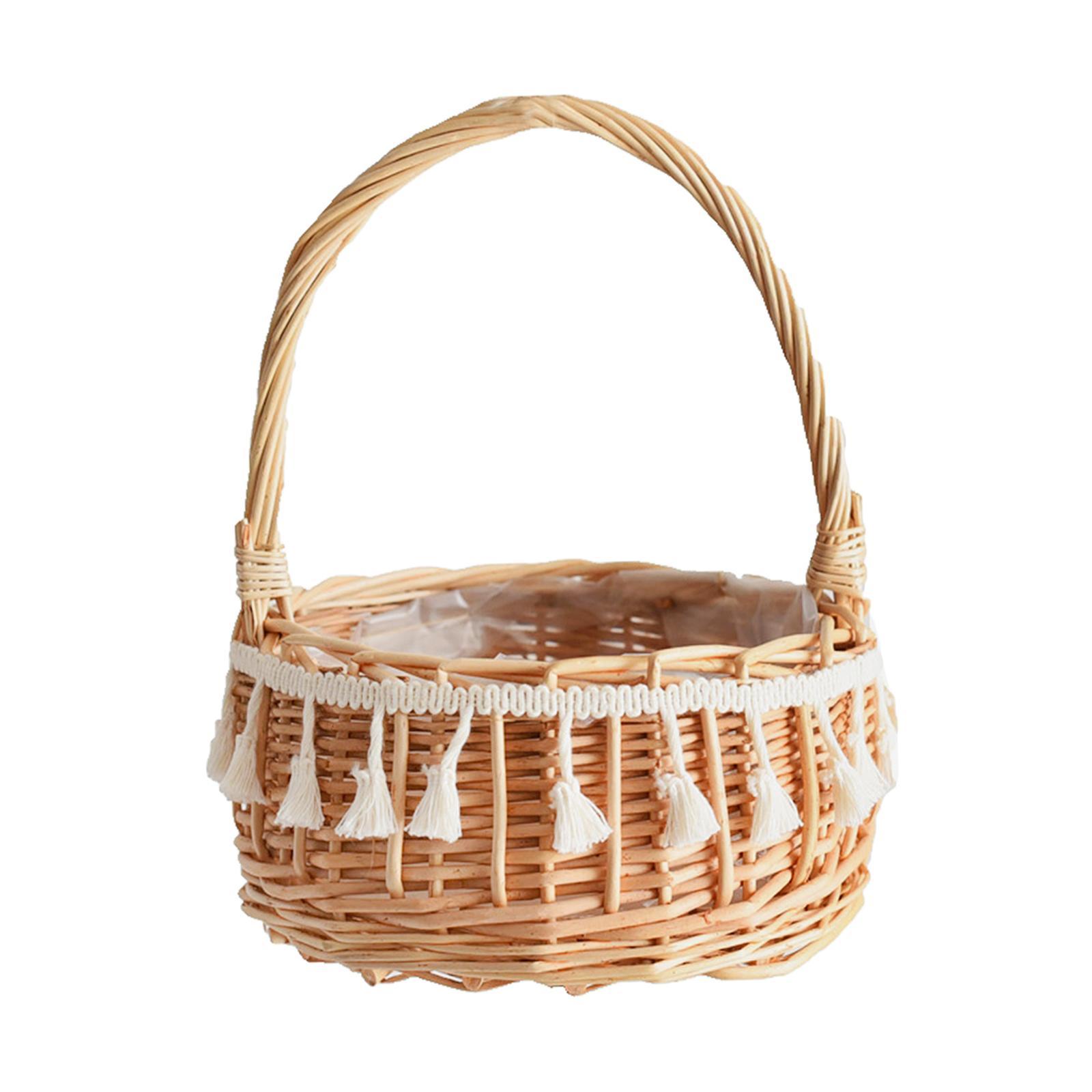 Storage Basket with Handle Picnic Basket Flower Girl Basket for Bedroom